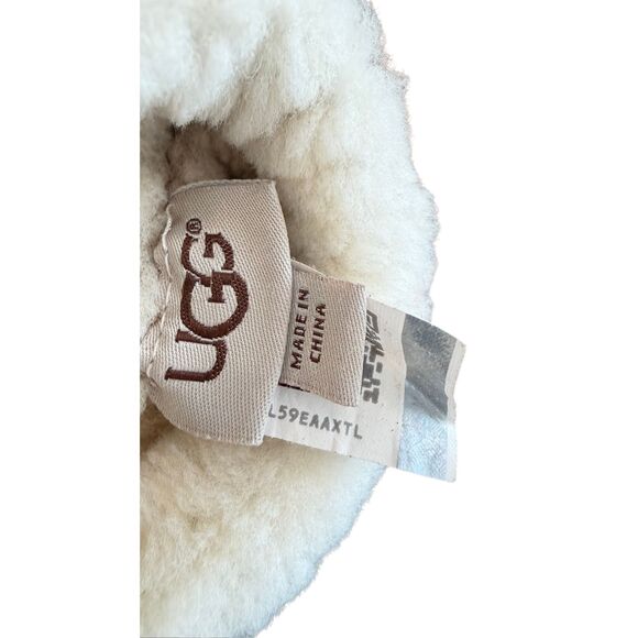 UGG Australia Shearling Sheepskin Bucket Hat & gloves Tan Leather Fur Trim Size - Picture 10 of 12